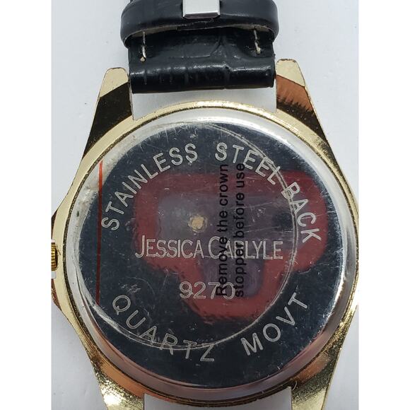 Jessica Carlyle Men's dress watch. Black face, jeweled bevel. 9270 Working watch - Picture 6 of 9